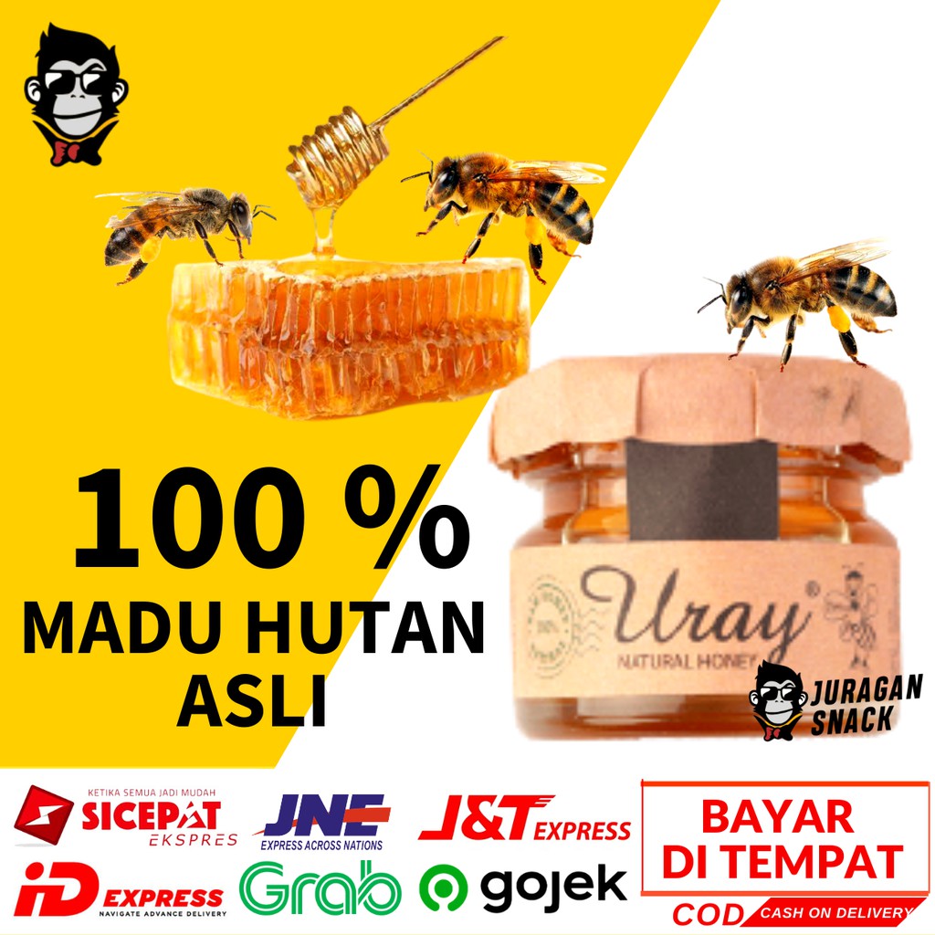MADU URAY 30 ml Makanan Minuman Sarapan Madu Hutan Murni Asli Uray Kemasan Botol Kaca 30 ml
