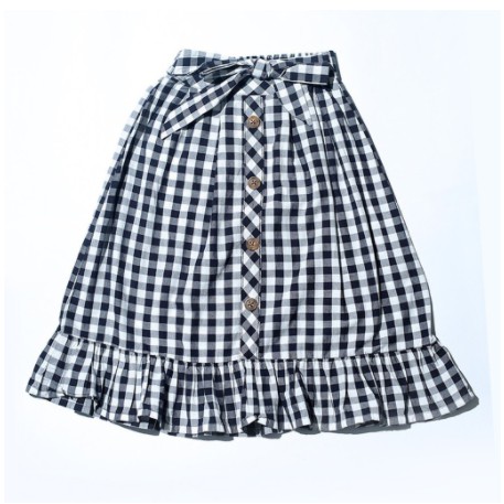 Bawahan Rok Anak Perempuan Cewek Tanggung Panjang 7 8 10 Tahun Kotak Kotak Hitam Premium