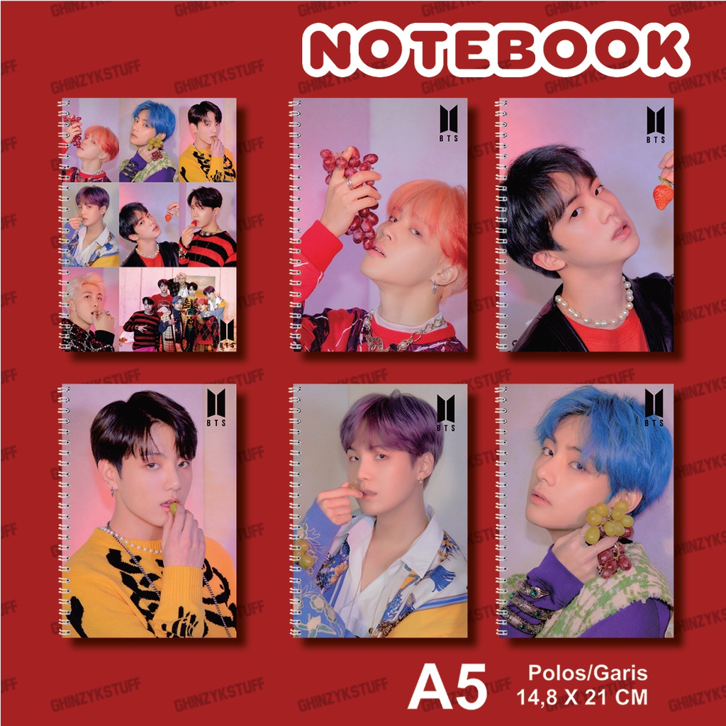 

Notebook A5 14,8x21 cm KPOP BTS Jimin Jungkook Jin RM V Suga J-Hope Seri 1