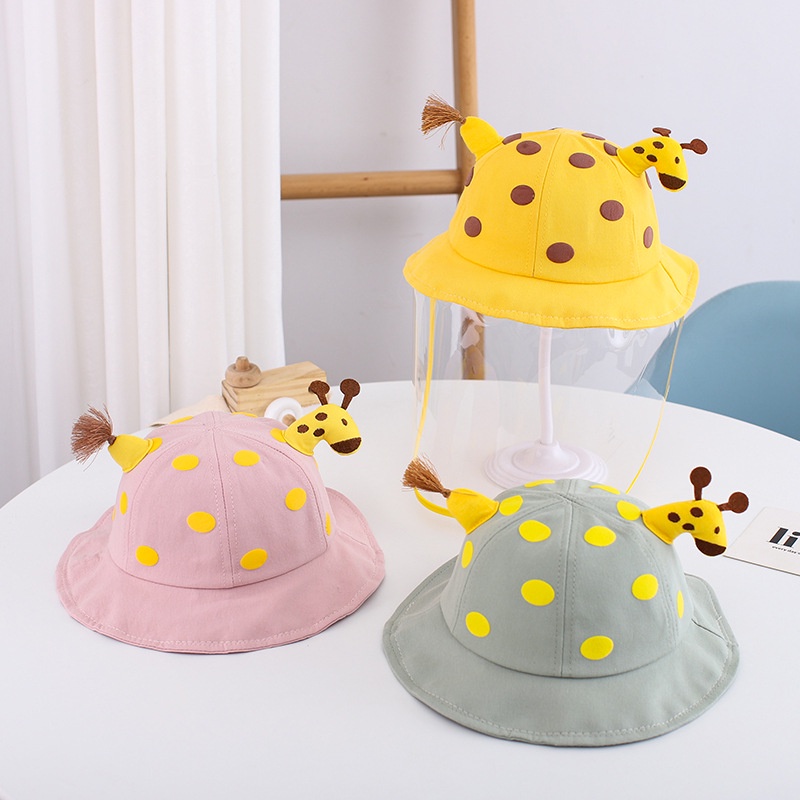 Topi Bucket Dengan Cover Pelindung Wajah Anti droplet Dapat Dilepas Untuk Bayi / Anak