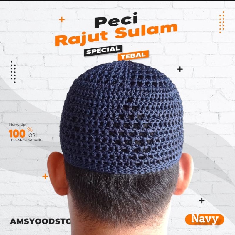 Peci Rajut Tebal Sulam Dewasa Premium