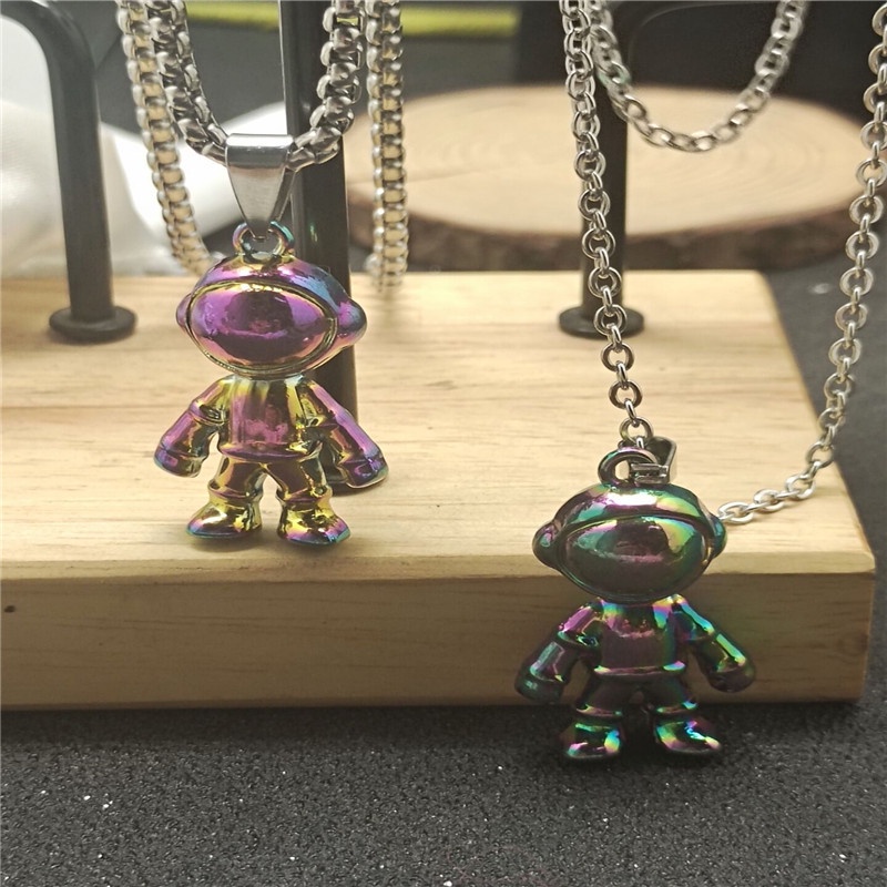 Warna-warni spaceman astronot kalung pria dan wanita beberapa Keren hip hop Bumi disco melompat lion