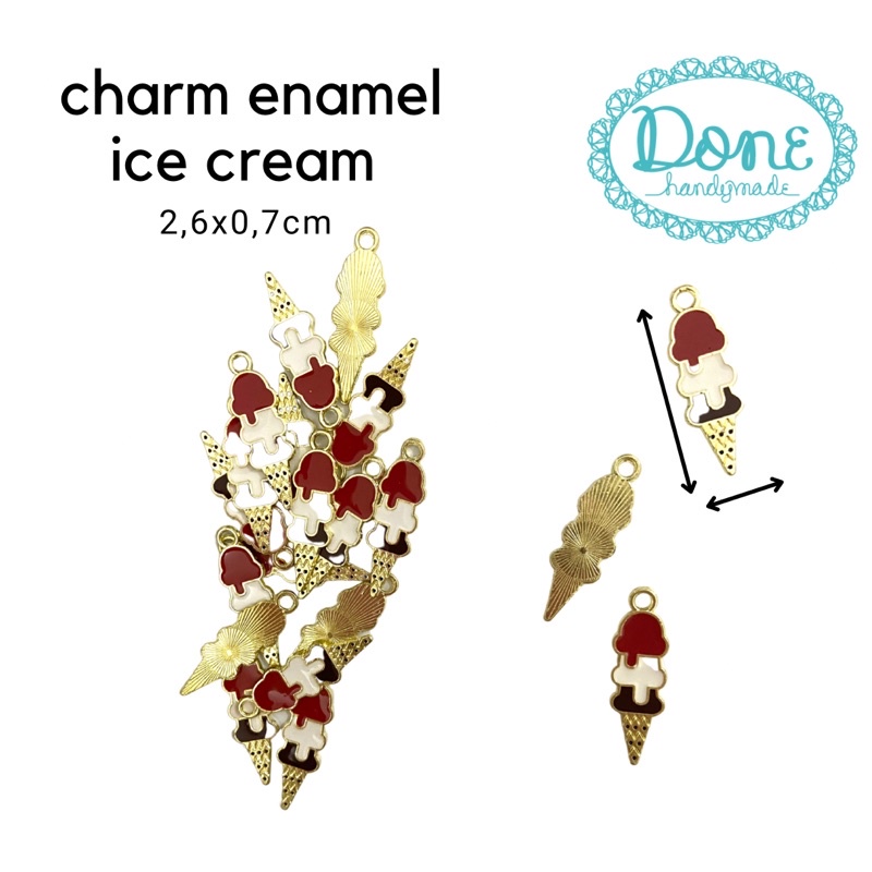 Enamel charm ice cream charm es krim pernak pernik