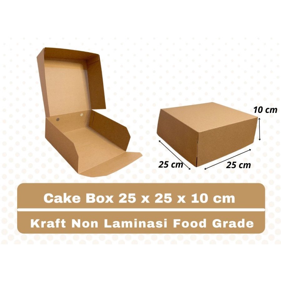 

CAKE BOX KRAFT 25X25X10 CM 10pcs NON LAMINASI Kotak Kue