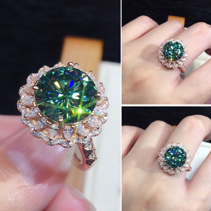 Cincin Cubic Zirconia Warna Hijau Untuk Wanita