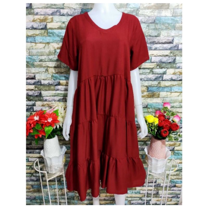 DASTER ADEM KEKINIAN MIDI DRESS BUSUI FRIENDLY MURAH