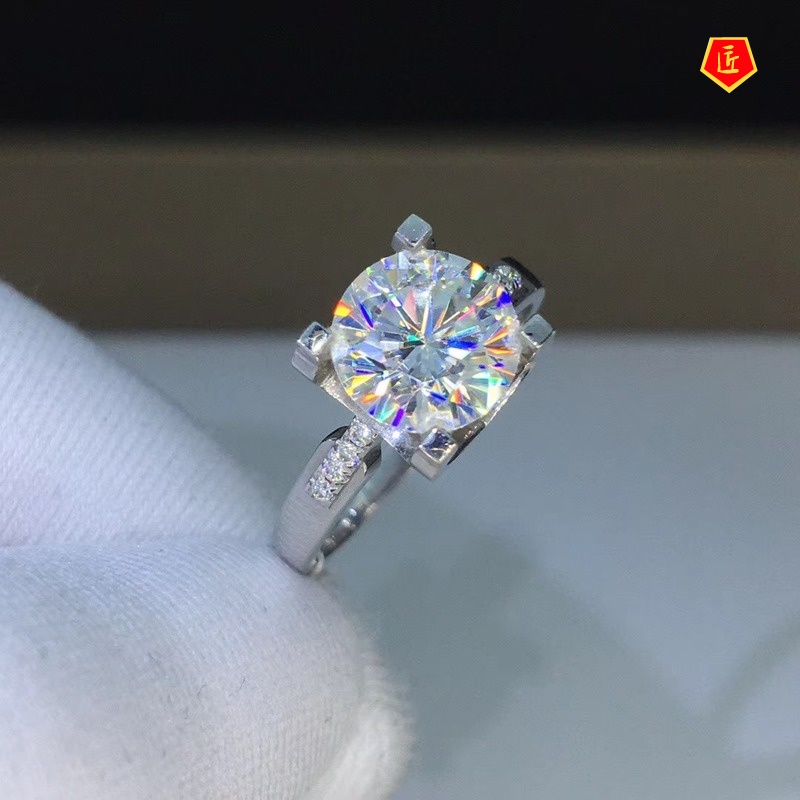 [Ready Stock]Pt950 Platinum Moissanite Open Ring Simple Elegant
