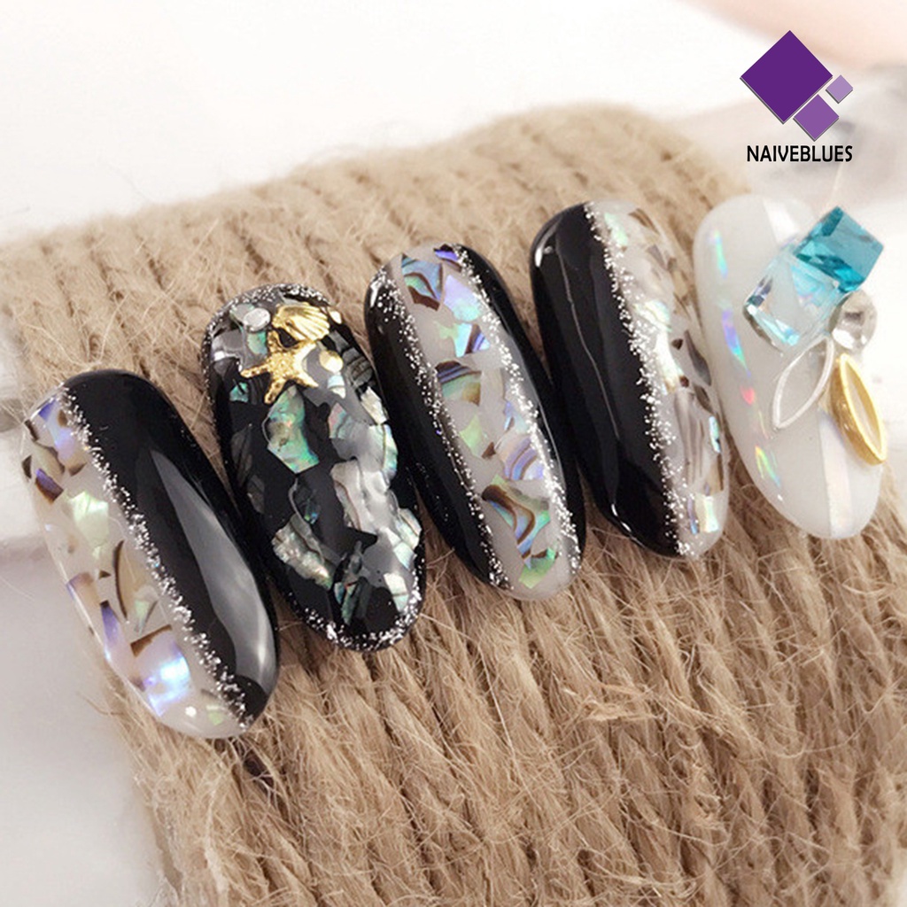 Naiveblue 1 Kotak Irisan Kulit Kerang Alami Bentuk Asimetris Untuk Dekorasi Nail Art