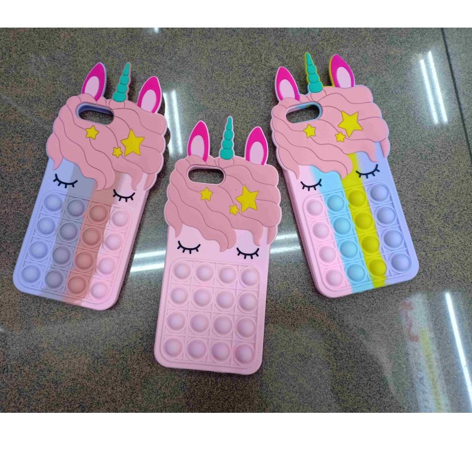 Paling Dicari.. Pop it Vivo Y15s Y91c Y17 Y12 Y15 Y91 Y93 Y95  Case 3D Karakter Unicorn Kuda Poni So