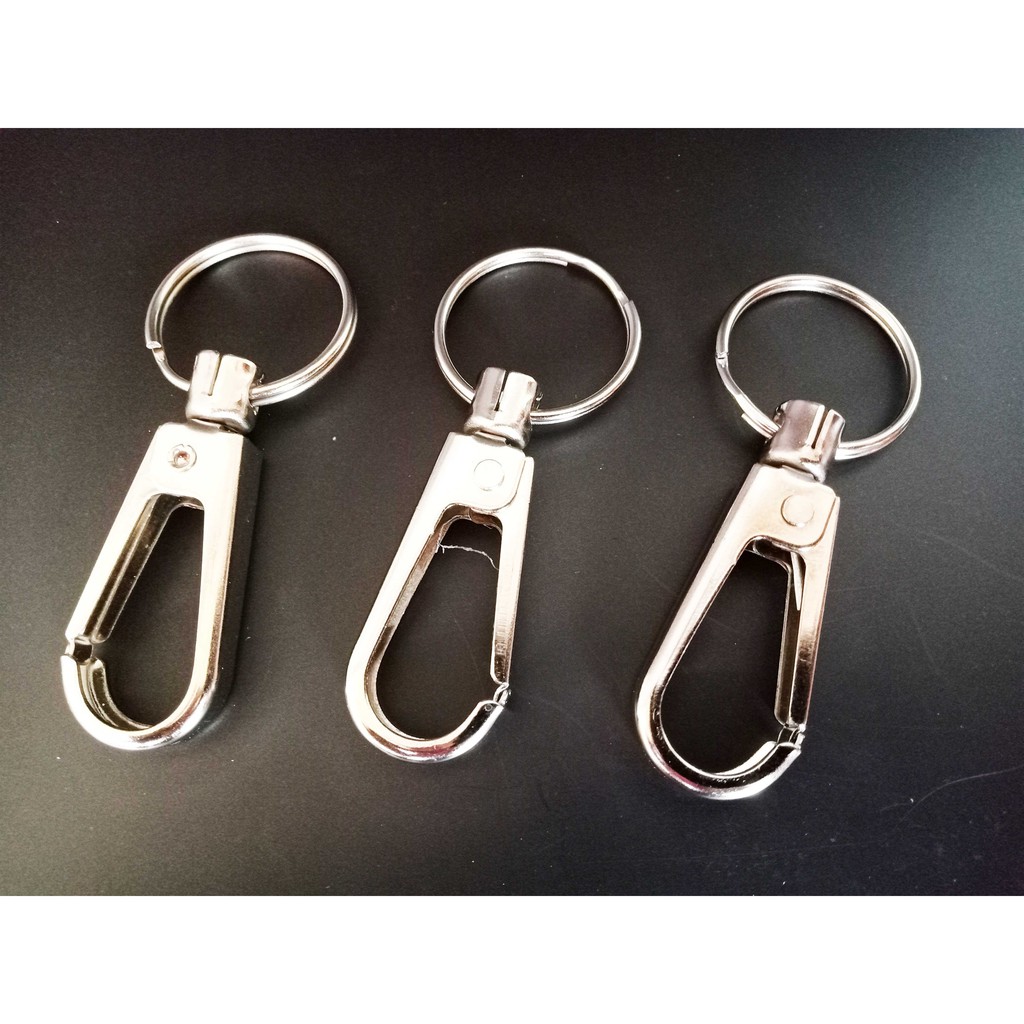 12 Buah Gantungan Kunci Carbiner Stainless Warna Silver Perak