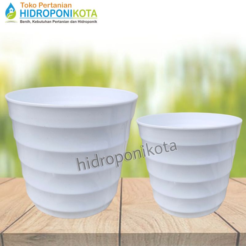 LOVENIA - pot MADO PM 8018 putih - pot polos - pot bunga - pot plastik