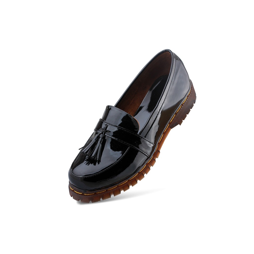 ☀ EVERFLOW ☀ Sepatu docmart Wanita Sepatu Kasual Wanita Best Sellers Hitam Glossy.