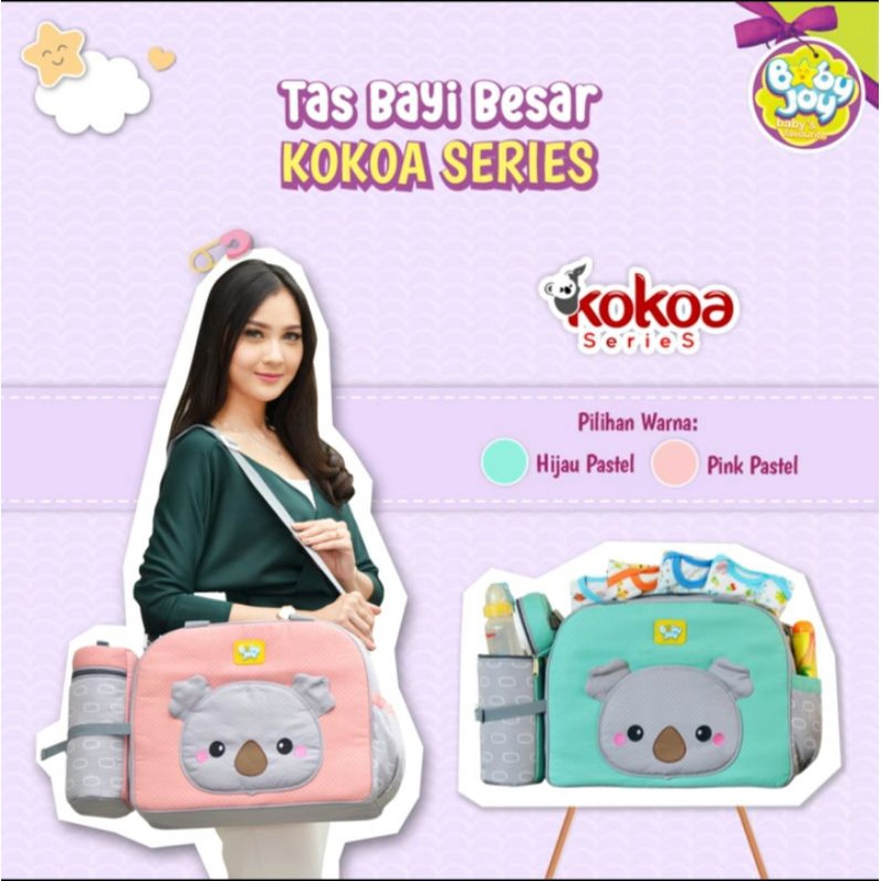 Baby Joy Tas Bayi Besar Diaper Bag + Tabung Botol Susu Double Kokoa Series