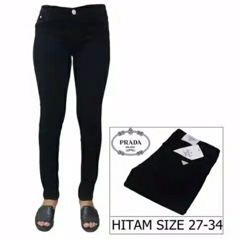 Celana Panjang Jeans Wanita Prada Jumbo 31-34 (Hitam)