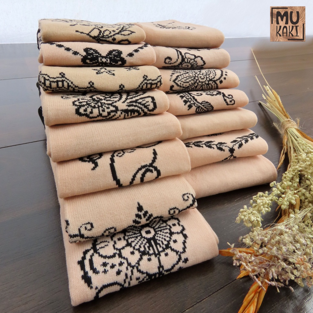 Kaos Kaki Jempol Motif Henna Cream Nylon Premium Mukaki