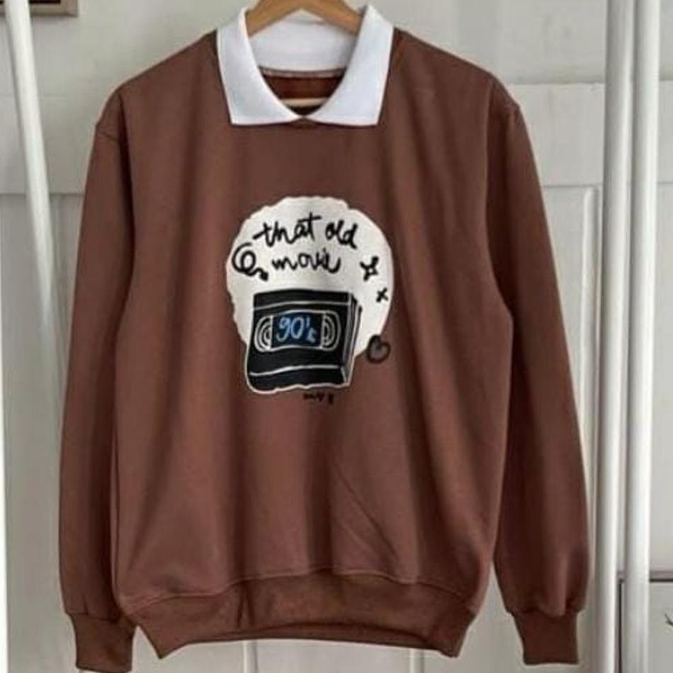 Super Promo 8CRNK Vallina Thats Old Movie Collar Neck Sweater Premium Fleece Sweter Wanita Korean Style Z80 Dijual Murah