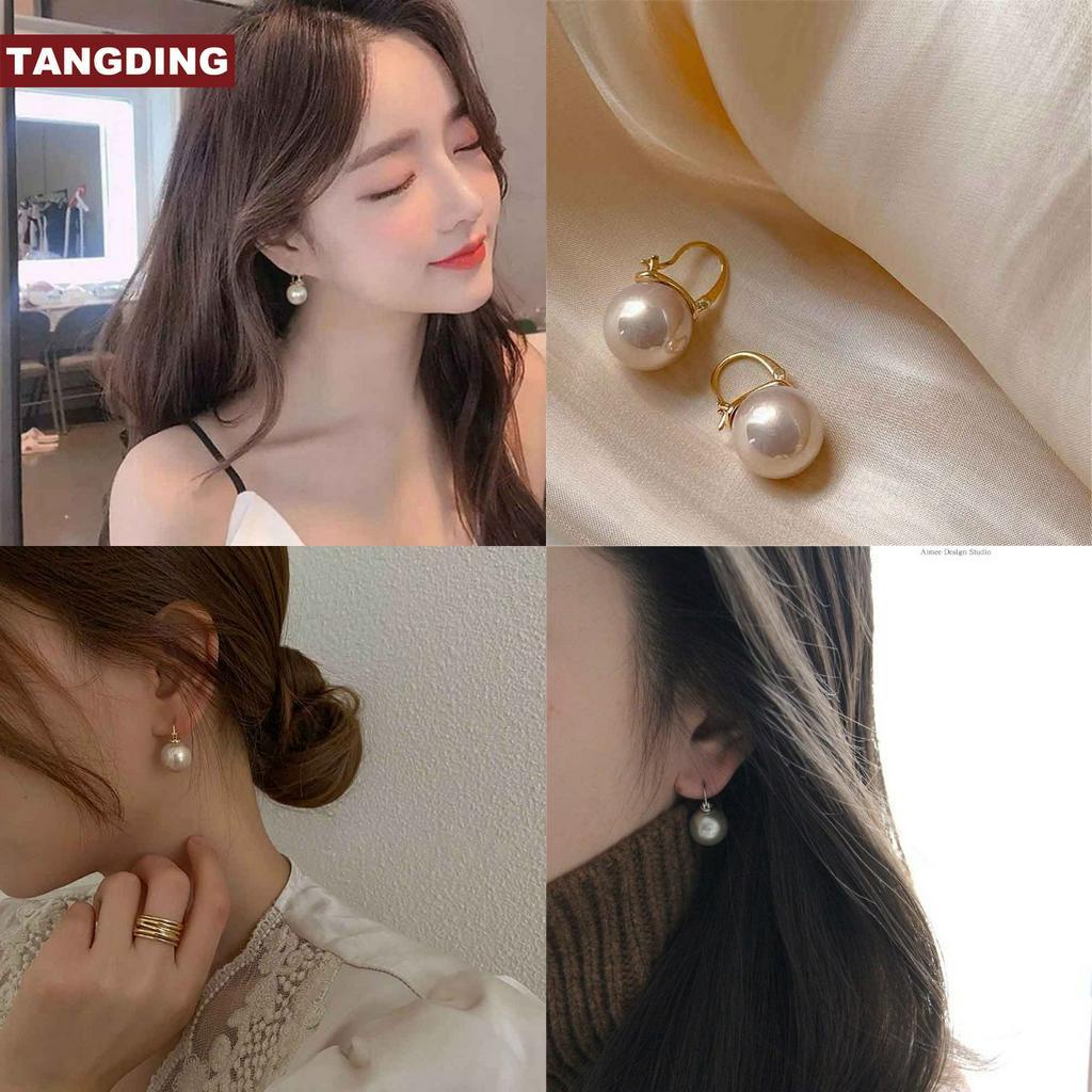 Anting Stud Desain Bola Mutiara Gaya Retro Untuk Aksesoris