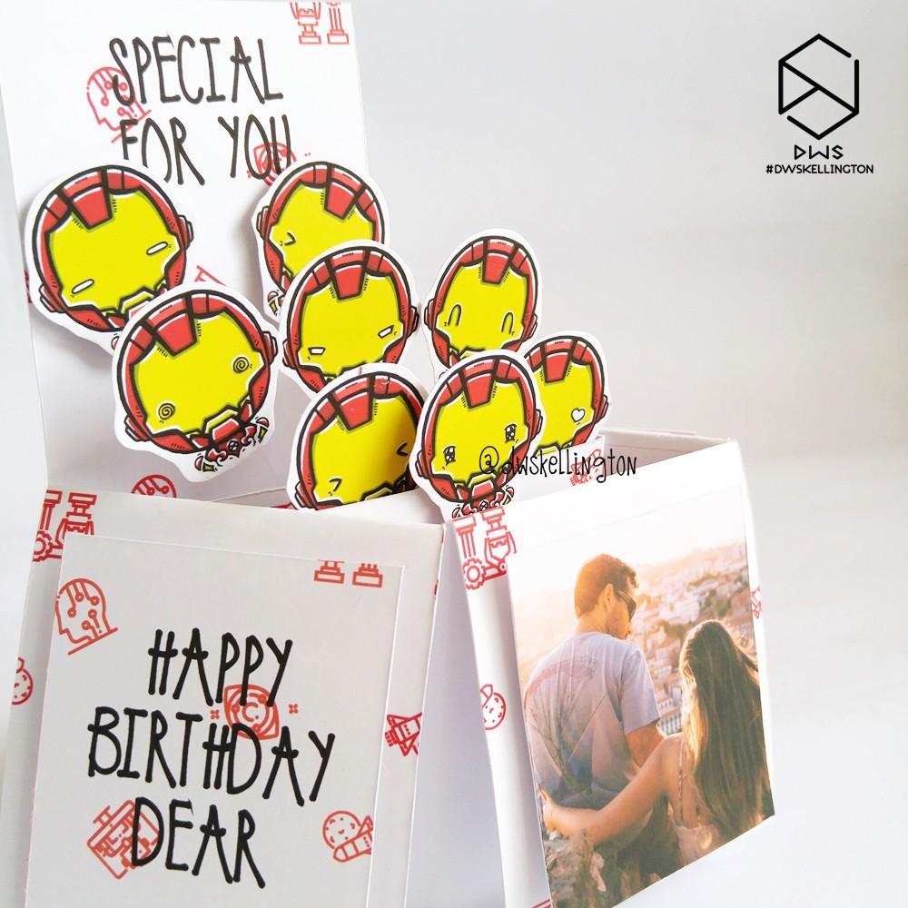 Iron Man Pop Up Card Box Kartu Ucapan Ulang Tahun Shopee Indonesia