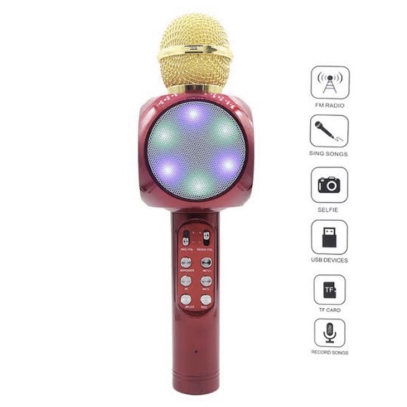 Microphone &amp; Speaker Bluetooth WS-1816 LED - Mic Bluetooth WS-1816 LED