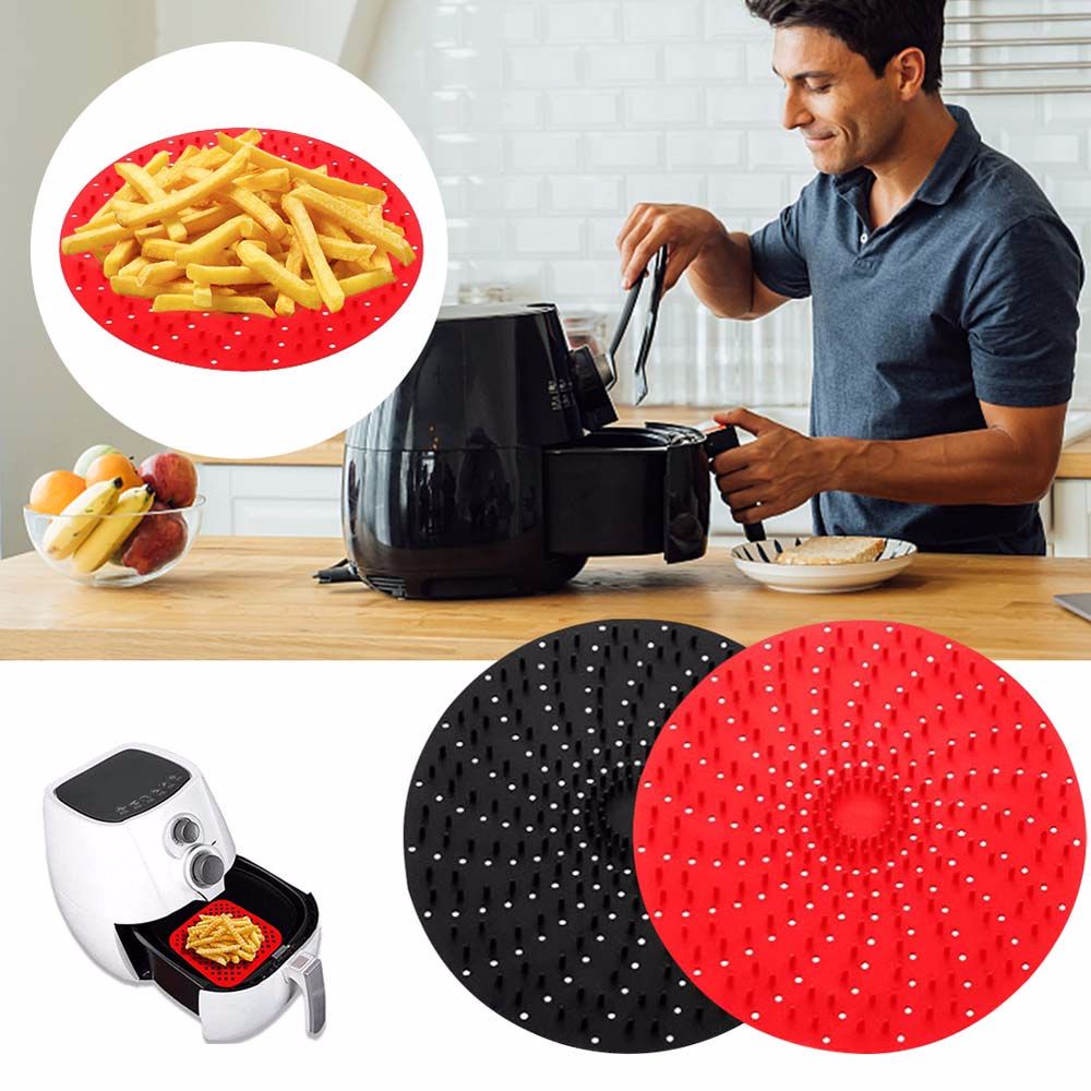 Quinton Alas Air Fryer Bentuk Bulat Bahan Silikon Anti Lengket Reusable