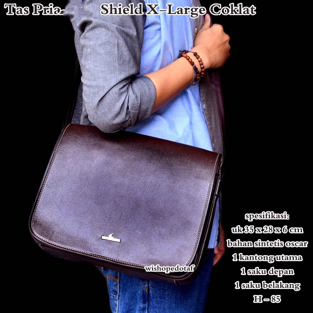 Tas Kulit Crossbody selempang Pria Oscar Jumbo Shield