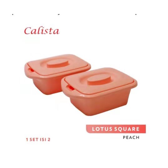 Calista Lotus Square Wadah Saji Makanan 700ml Set isi 2pcs Bahan BPA FREE Termurah