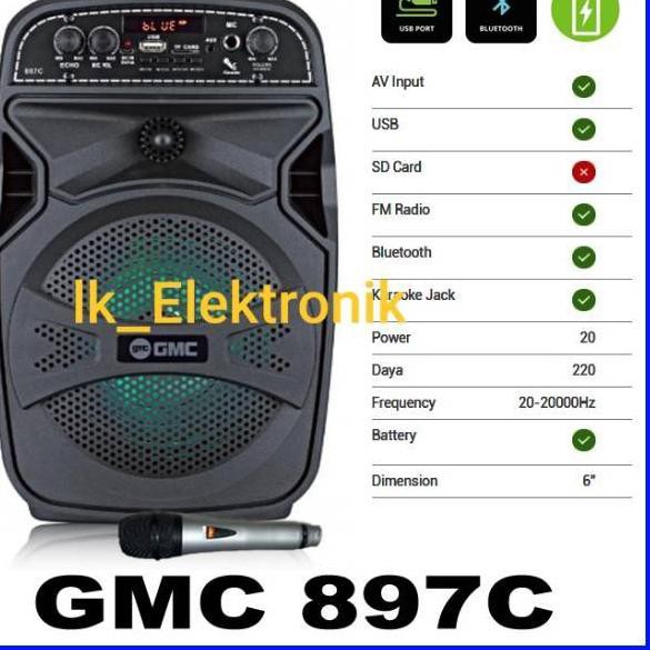 ｀ ZGF Speaker Aktif GMC 897C Bluetooth  + Mic Kabel Garansi Resmi Murah Banget-