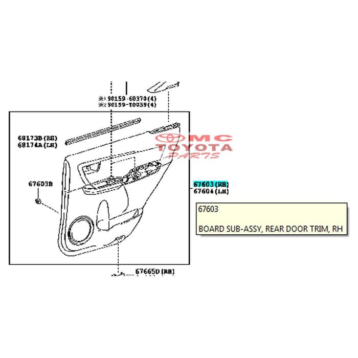 Panel Pintu / Board Door Trim Belakang Kanan Fortuner 67630-0KA20-C6