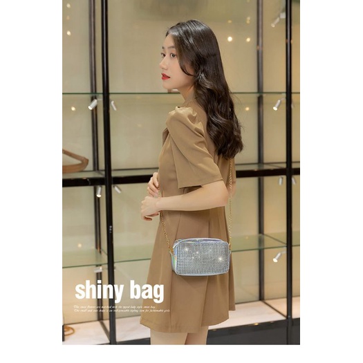 Tas Pesta Selempang Bahu Wanita Blingbling Handle Bag Woman Silver Emas Hitam Fashion A58