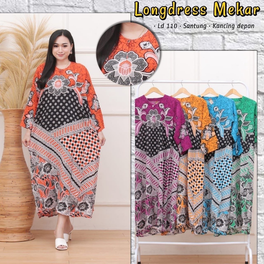 Daster Lengan Panjang Busui Ukiran Ukuran Standar Kancing Depan Busui Kekinian Rayon Adem