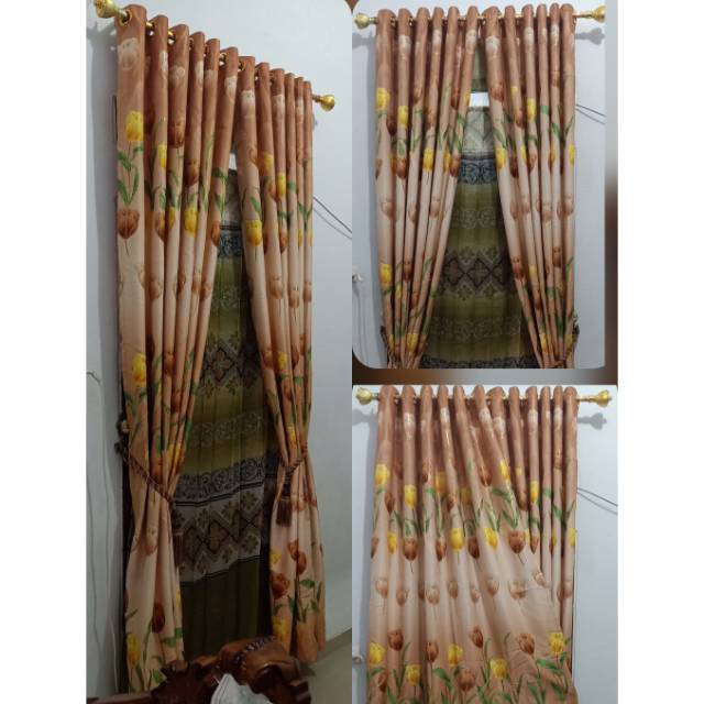 Gorden jendela pintu bahan Blackout bonus tali hordeng Gorden jendela pintu bahan Blackout bonus tali hordeng