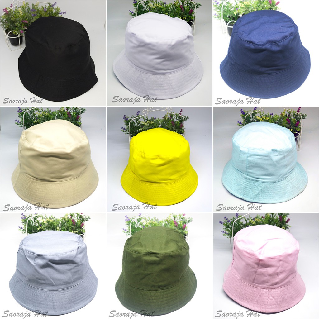 TOPI BUCKET POLOS DEWASA BAHAN AMERICAN DRILL BANYAK WARNA