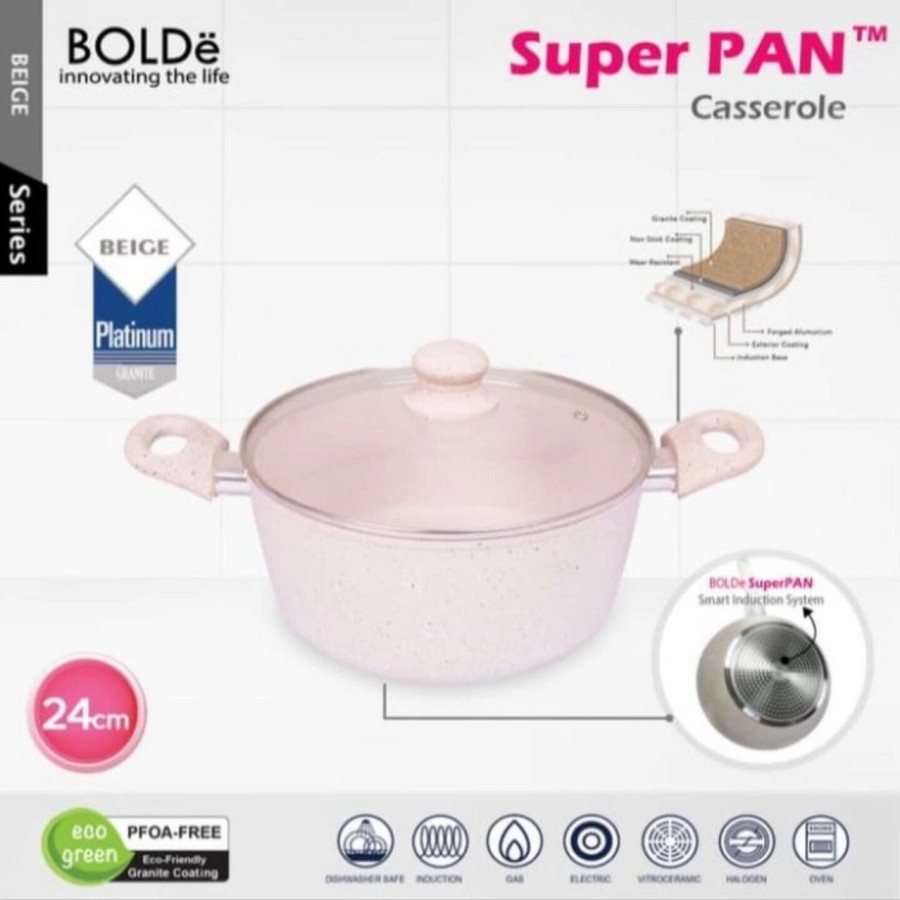 BOLDE Super Pan Casserole 24 cm (Beige / Black Pink)