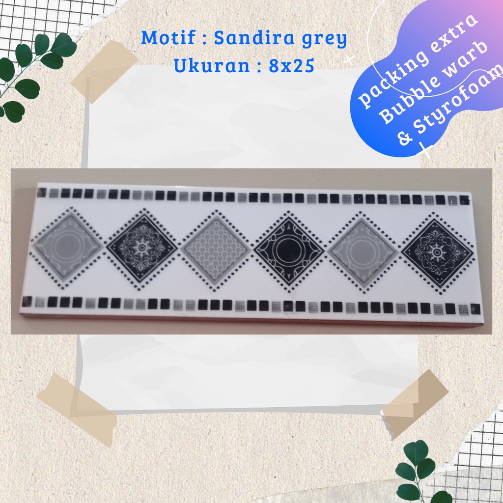 list keramik dinding motif sandira wajik ukuran 8x25 / list keramik dinding timbul