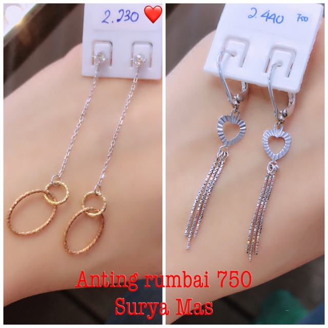 Anting panjang emas 750%