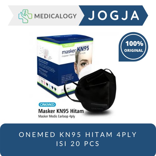 Masker KN95 Hitam 4ply Onemed isi 20 pcs