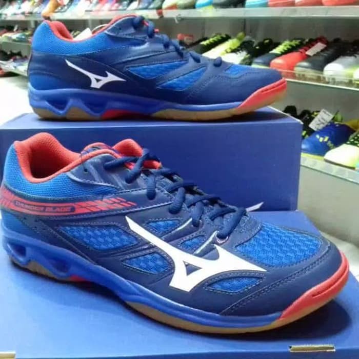 Sepatu Voli Badminton Mizuno Thunder Blade Blue Original