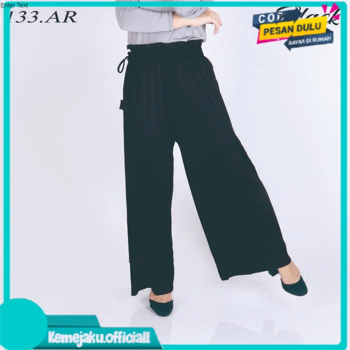 Celana Wanita Kulot Plisket  - Celana kerja Kulot Premium Motif Tali - KO