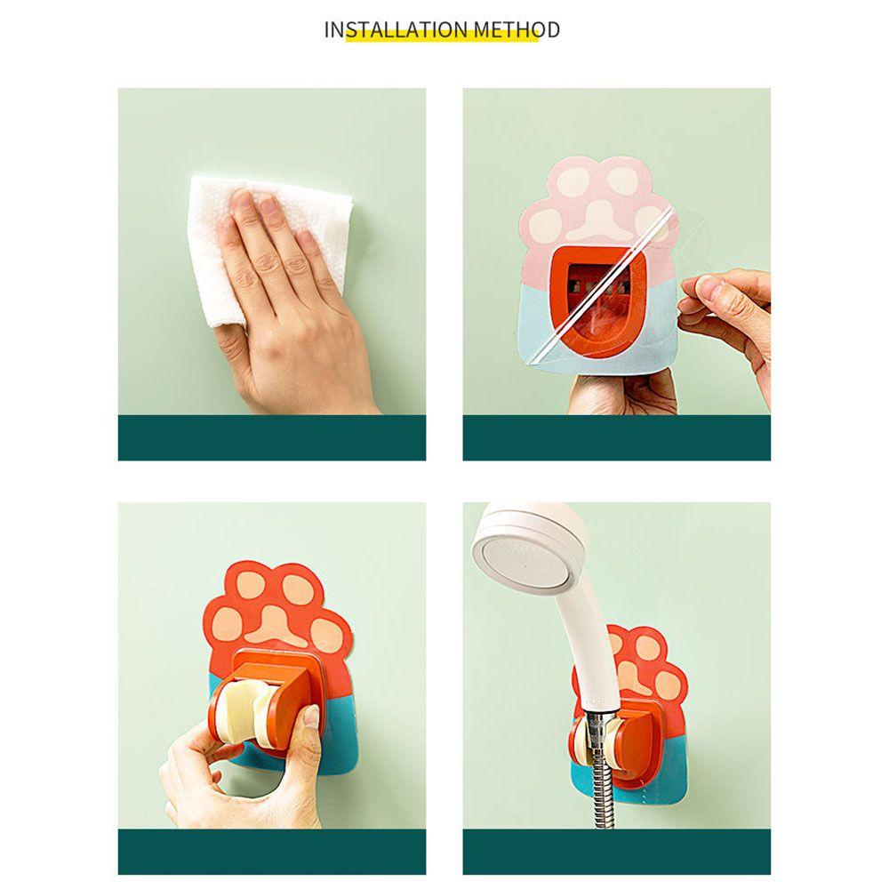 Top Adjustable Self-Adhesive Bracket Tanpa Lubang Multifungsi Adjustable Dinding Penyimpanan Kait Sticky Shower Stand Aksesoris Kamar Mandi Gantungan Perekat Shower Head Holder ​