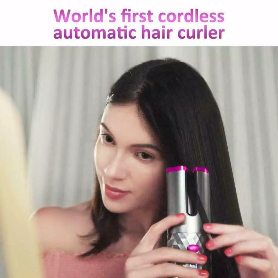 NA - cordless automatic hair curler catok portable keriting tanpa kabel