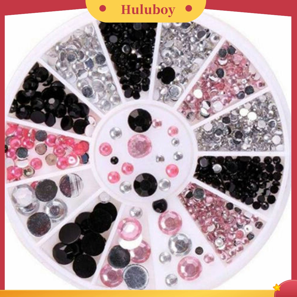 Huluboy Huluboy♡ 13 Sekat Roda Isi Berlian Imitasi Glitter 3D Untuk Dekorasi Manicure DIY