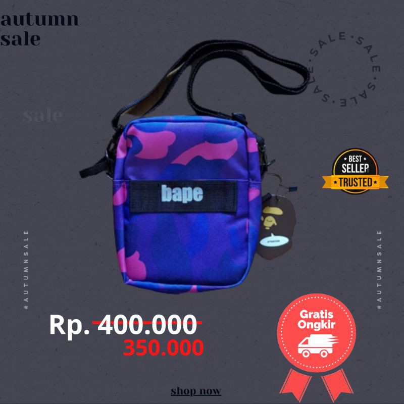 TAS SELEMPANG SLINGBAG WAIST BAG BAPE CAMO PURPLE