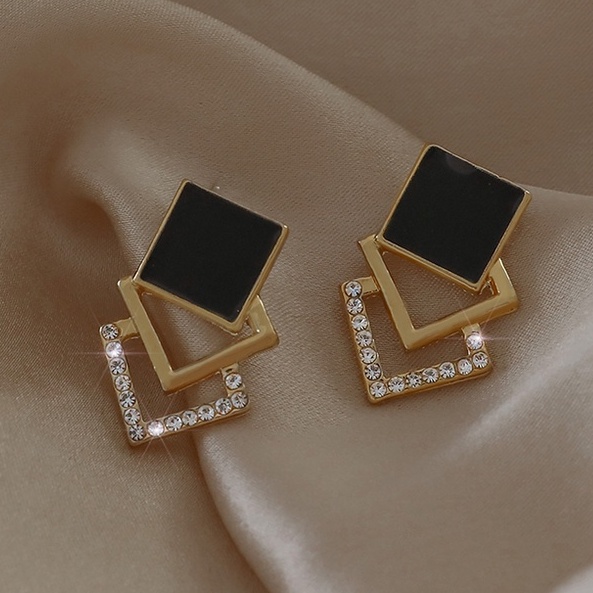 Anting Stud S925 Silver Needle Bentuk Geometris Gaya Korea Untuk Wanita