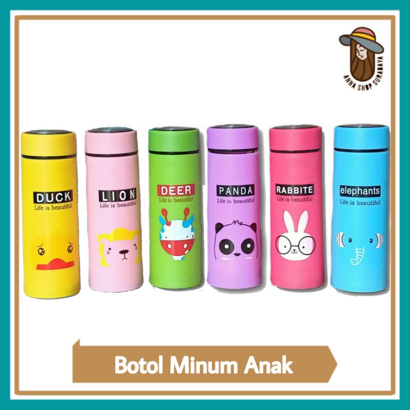 Botol Kaca Motif Animal/ Botol Minum Animal