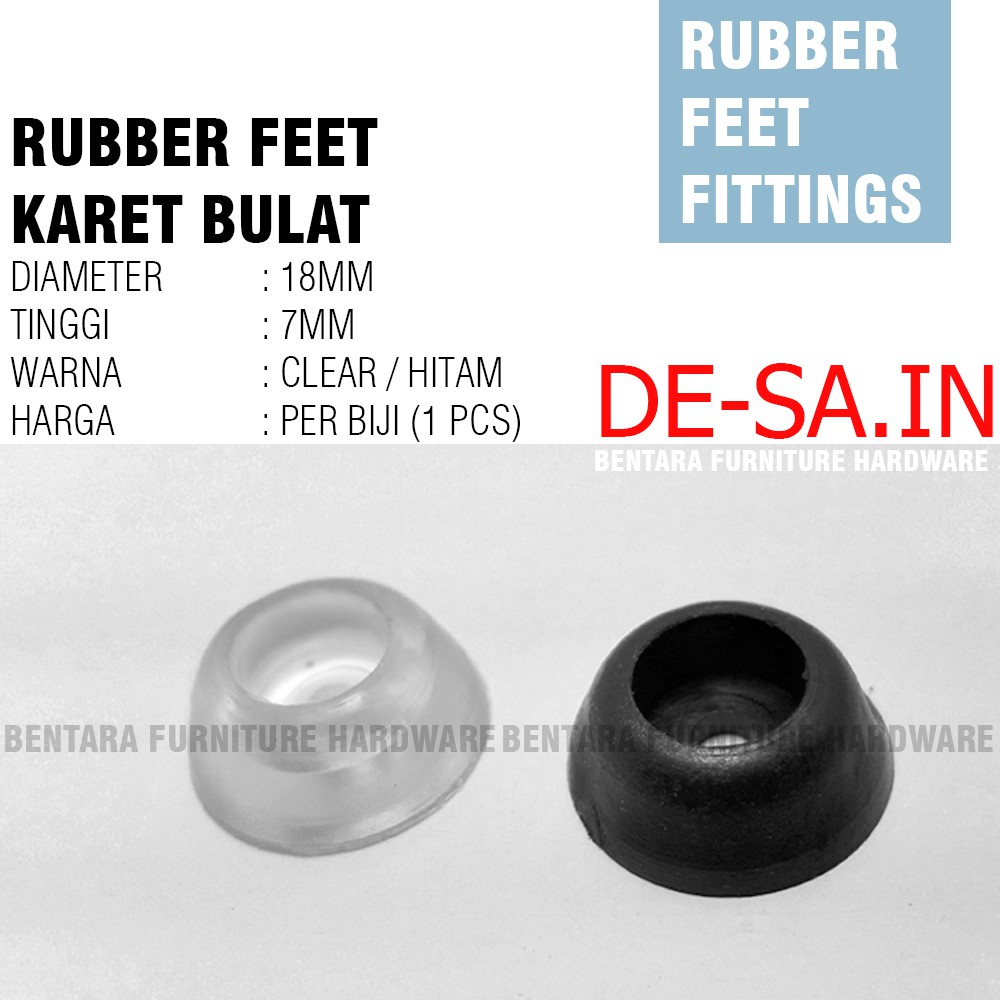 18MM Karet Bulat Hitam Bening D18 (Untuk Alas Kaki Meja) Rubber Feet Anti Slip Table Leg