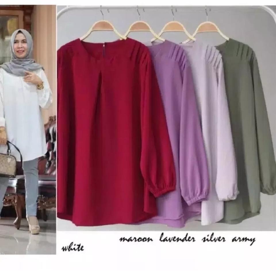 Recomended ATASAN SALMA BLOUSE / JUMBO XXXL LD 130 CM / BAJU WANITA JUMBO / REMPEL BAHU / XXXL / BAJ