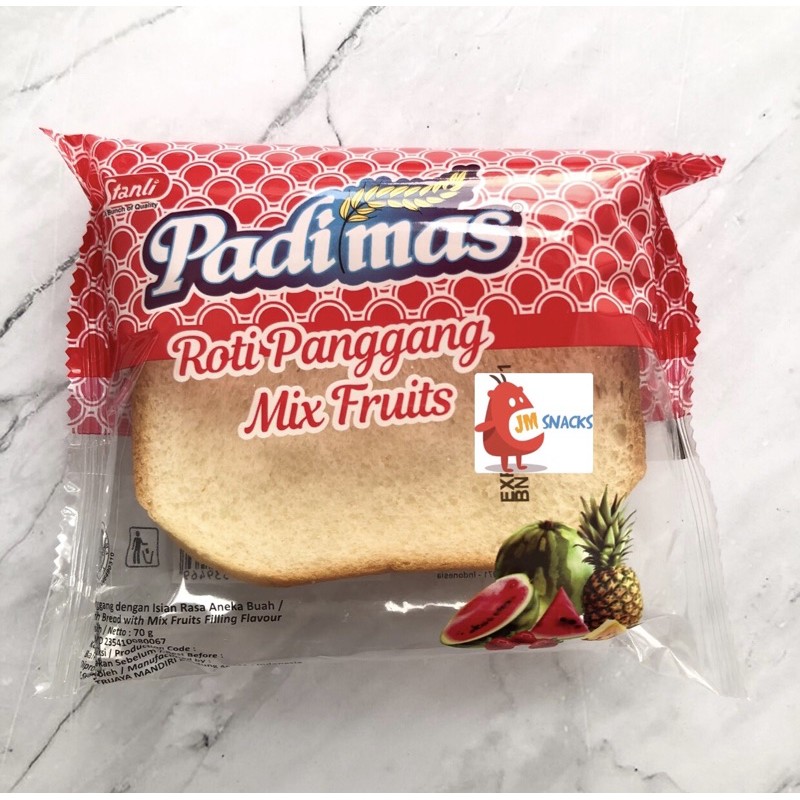[PROMO!!] Padimas Roti Panggang 65gr Ropang - roti kekinian terkenal termurah enak diskon-Mix Fruits