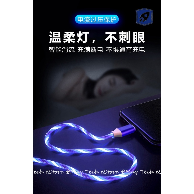 Kabel Charger iPhone / Android Charger iOS / Micro USB / Type C Kabel Charger Lampu LED Light