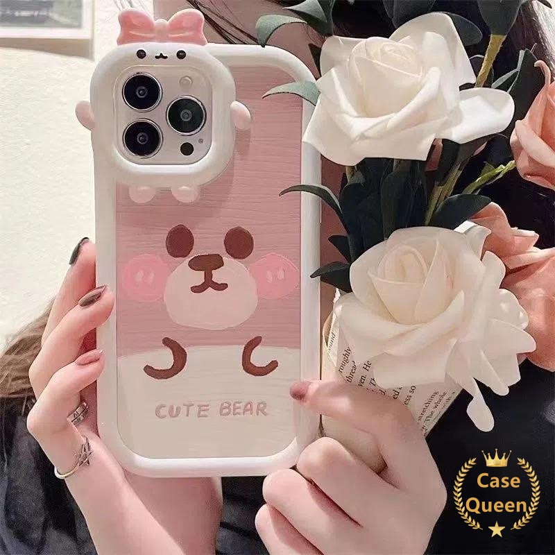 Bow-knot Little Monster Beruang Lucu Case Oppo A17 A7 A5s A12 A95 A76 A96 A16K A52 A16 A74 A55 A57 2022 A15 A57 2022 A53 A17K A3s A12E A54 A31 A5 A9 A16s A15s A36 Reno8 7 5 Gamis 5F 4F