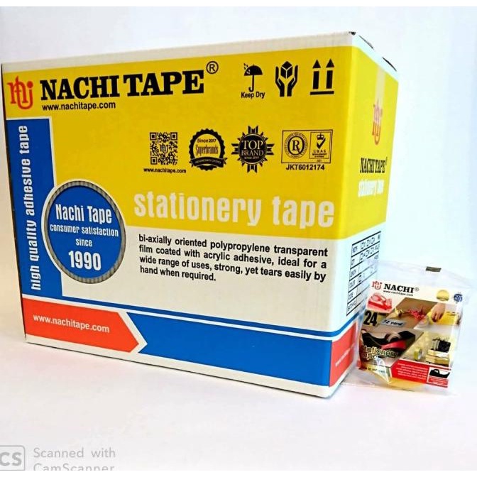 

(Dus) Nachi Selotip Stationery Nachi Yellow Dus 24 mm x 72 yard 1 inci
